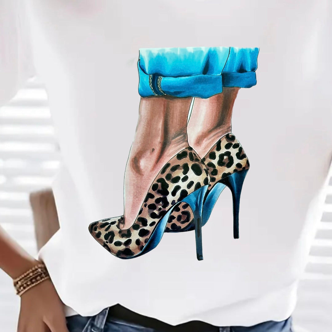 "ELZA FOUCHE LEOPARD HEELS GLAM TEE"