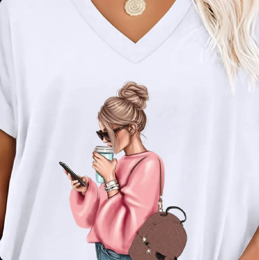 "CHIC LATTE GLAM TEE"