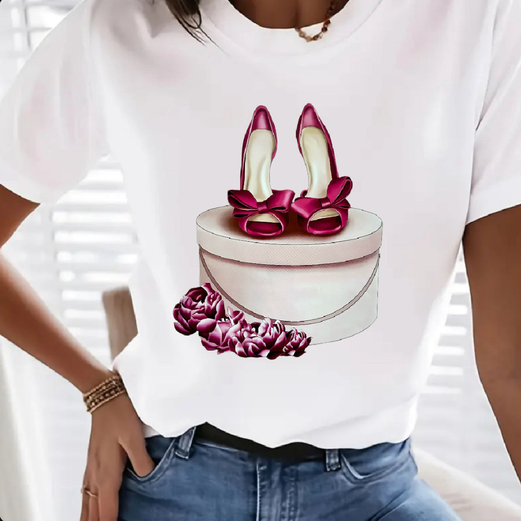 “HEELS & BLOOMS GLAM TEE”