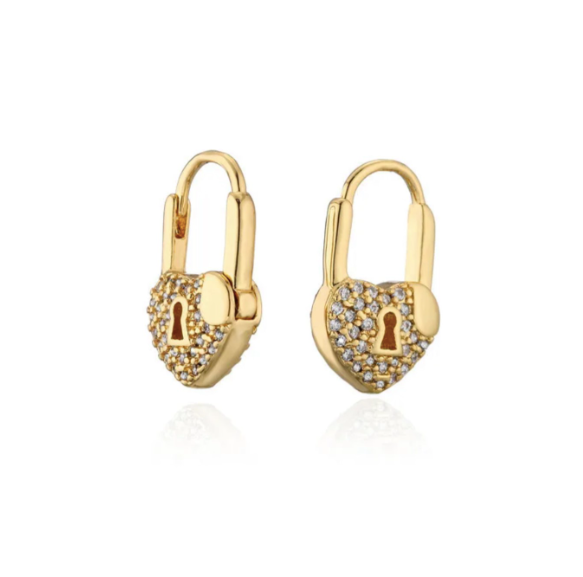 PAVE HEART LOCK HUGGIE